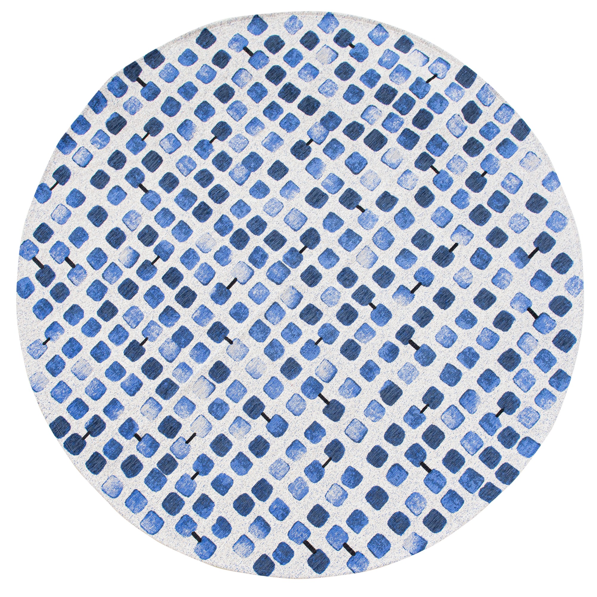 Louis De Poortere Designer Cobblestone Round Rugs In 9348 Amparo Blues